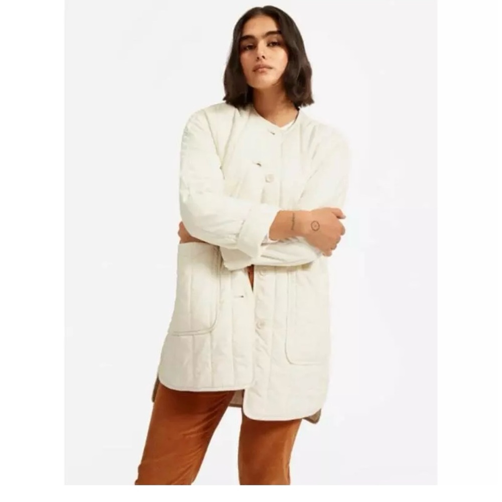 Everlane Cream Cotton Quilted Jacket